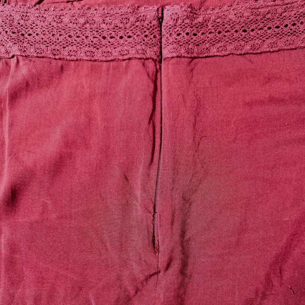 Nasty Gal Maxi Dress XS Burgundy Crochet Lace Butterfly Sleeve Open Back - Picture 7 of 8